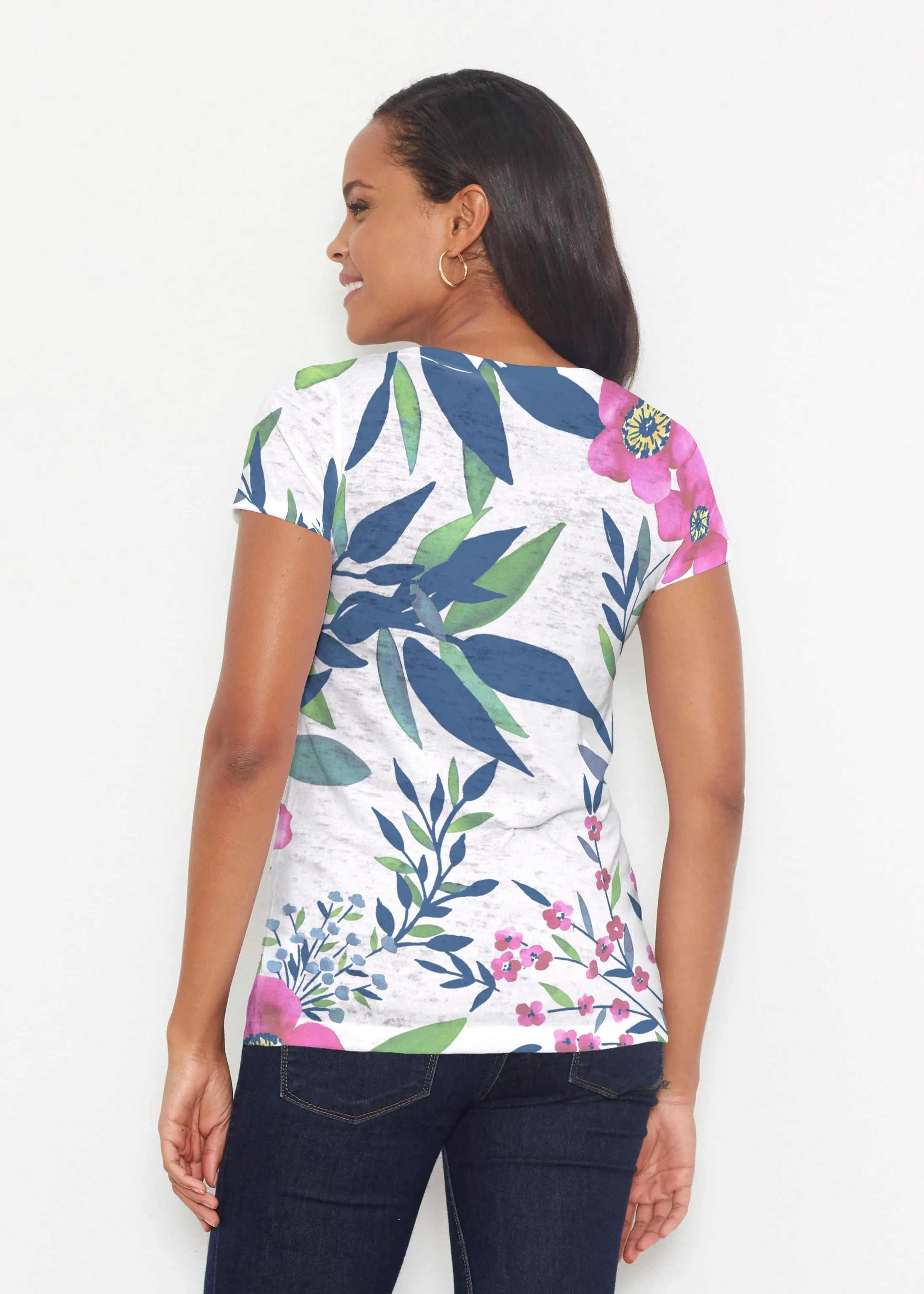 Summer Floral (13423) ~ Signature Short Sleeve Scoop Shirt