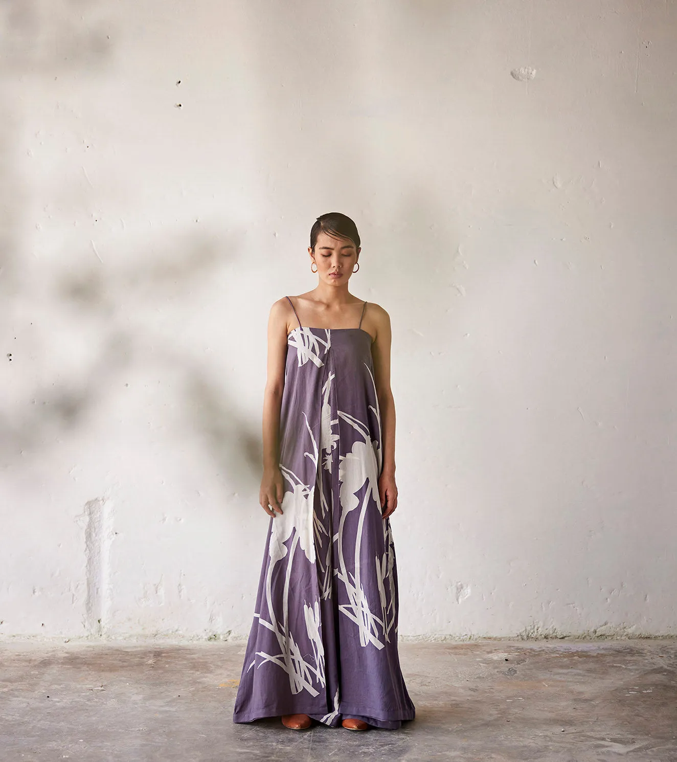 Summer Jumpsuit Cotton Pleat-Cool Grey-Fashion Edit Indian Summer-KW788-Khara Kapas