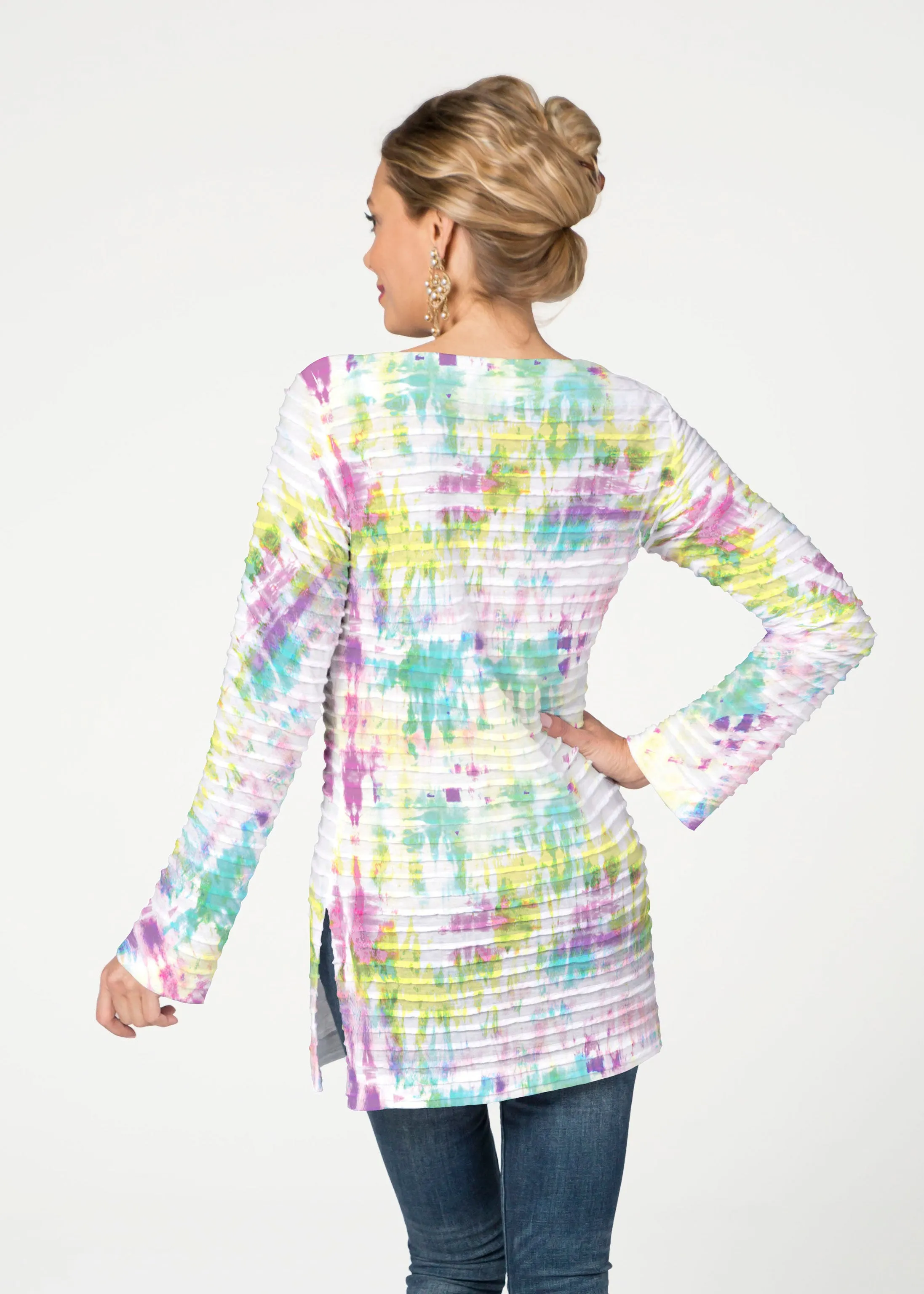 Summer Tie Dye (7878) ~ Banded Boatneck Tunic