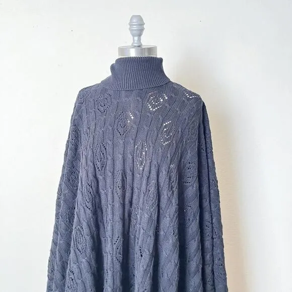 susan graver vintage black poncho sweater‎