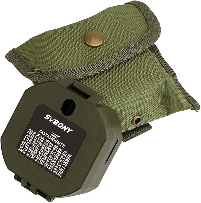 SVBONY Camping Military Compass Pocket Transit Multifunction Compass Lensatic Sighting Fluorescent Waterproof for Hunting Hiking with Strap