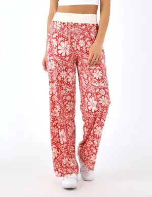 Sydney Pant: Scarlet/Oatmilk Santorini Bloom
