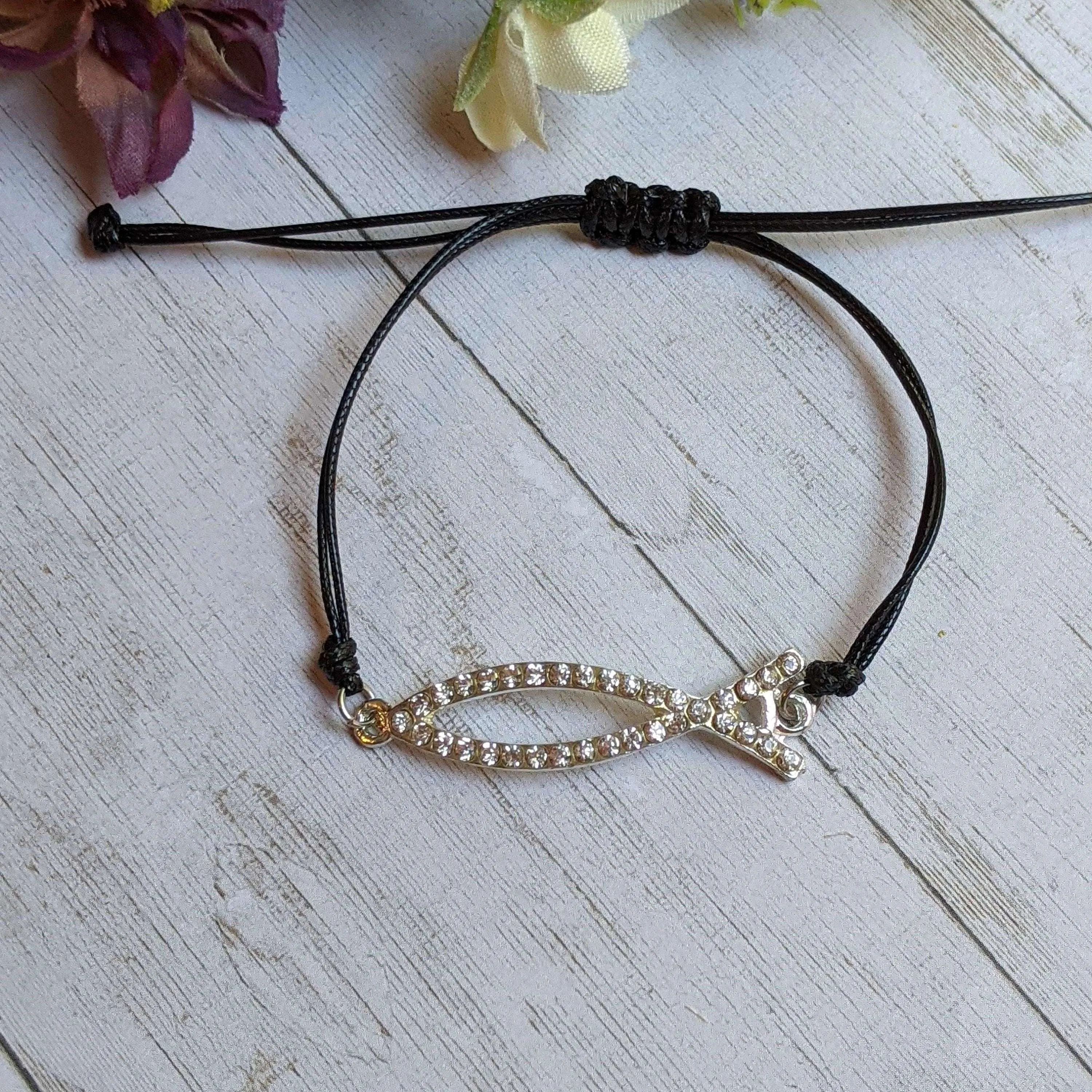 The Jesus Fish Waxed Cord surfer Bracelet