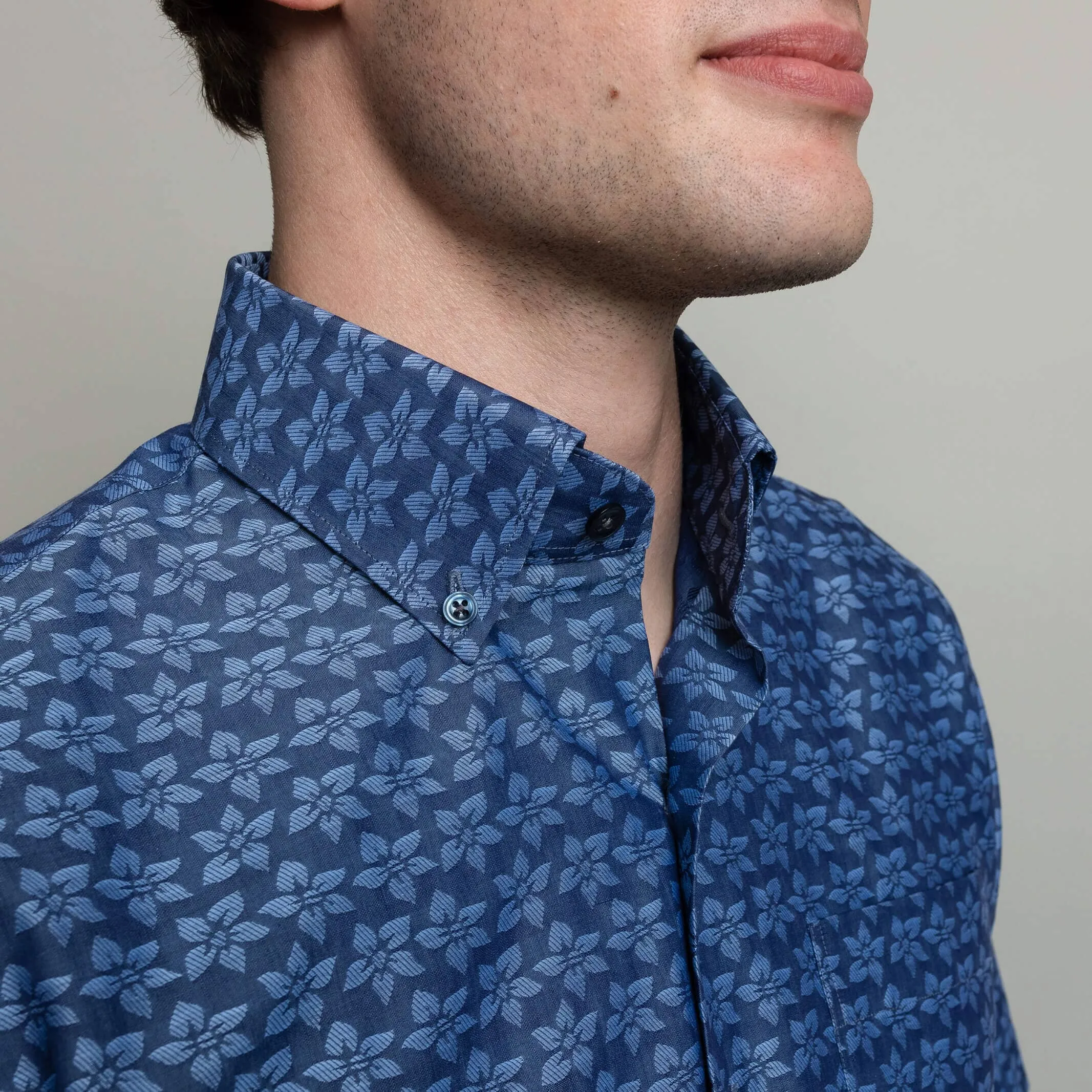 The Navy Short Sleeve Elliot Print Custom Shirt