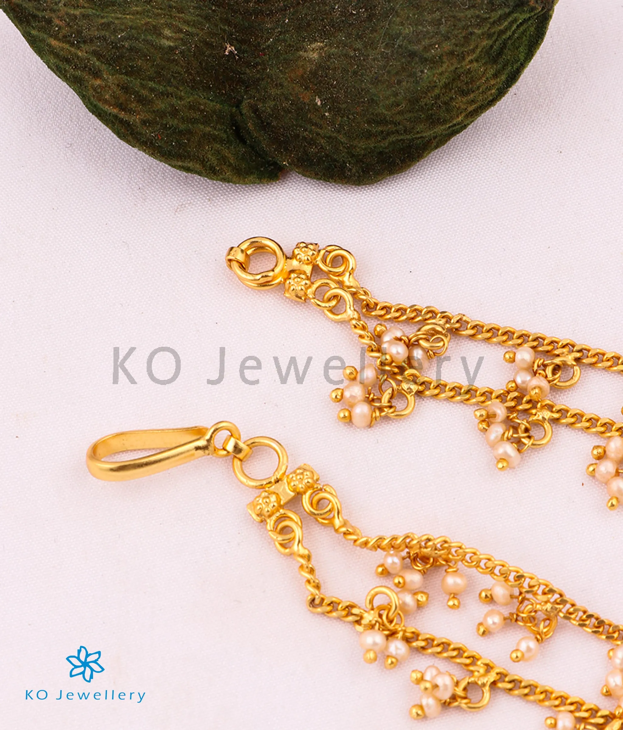 The Pearl Drops Silver Ear chain (2 layers)