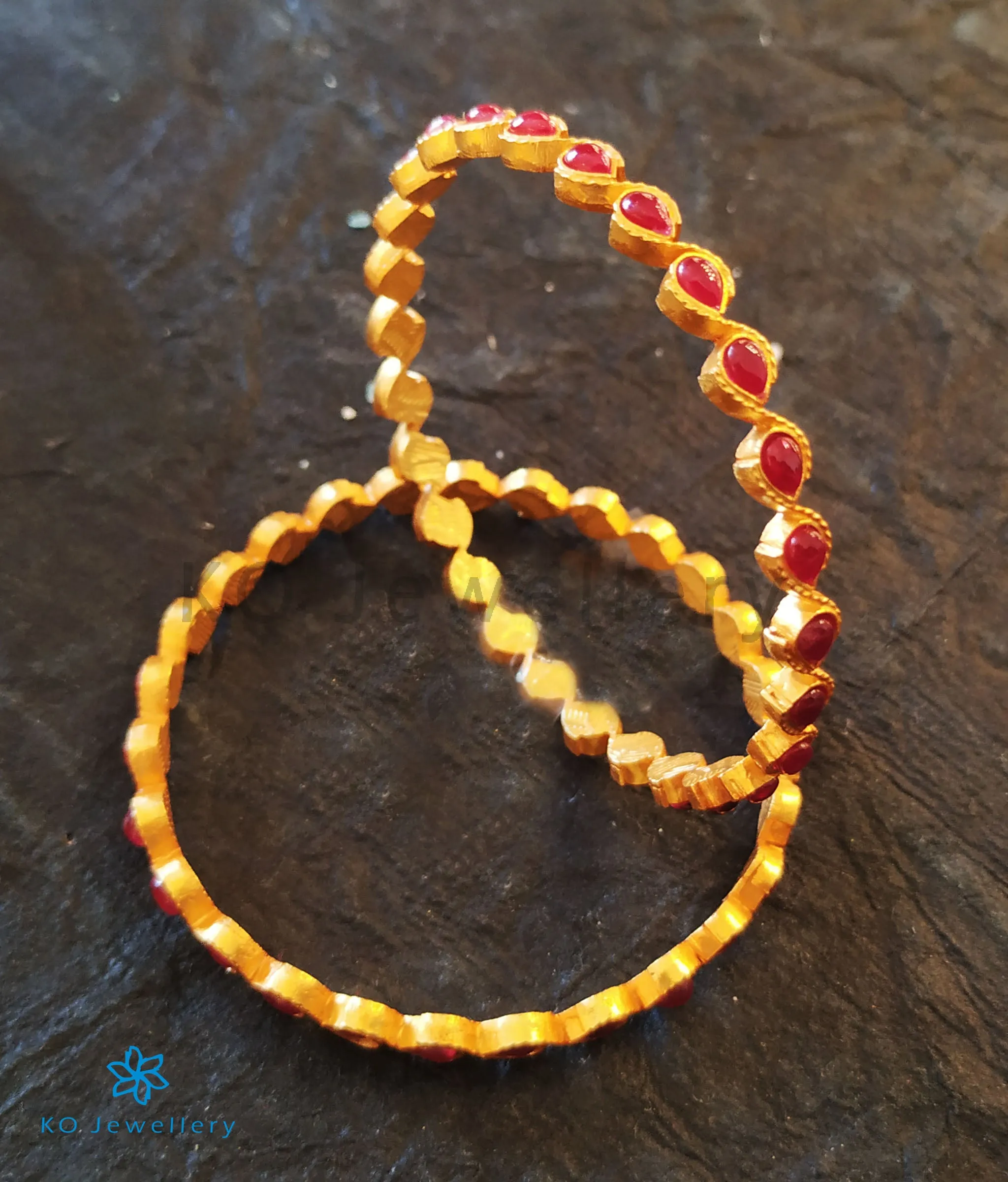 The Piyali Silver Kempu Bangle (Red/Size 2.2/2.4/2.6/2.8)