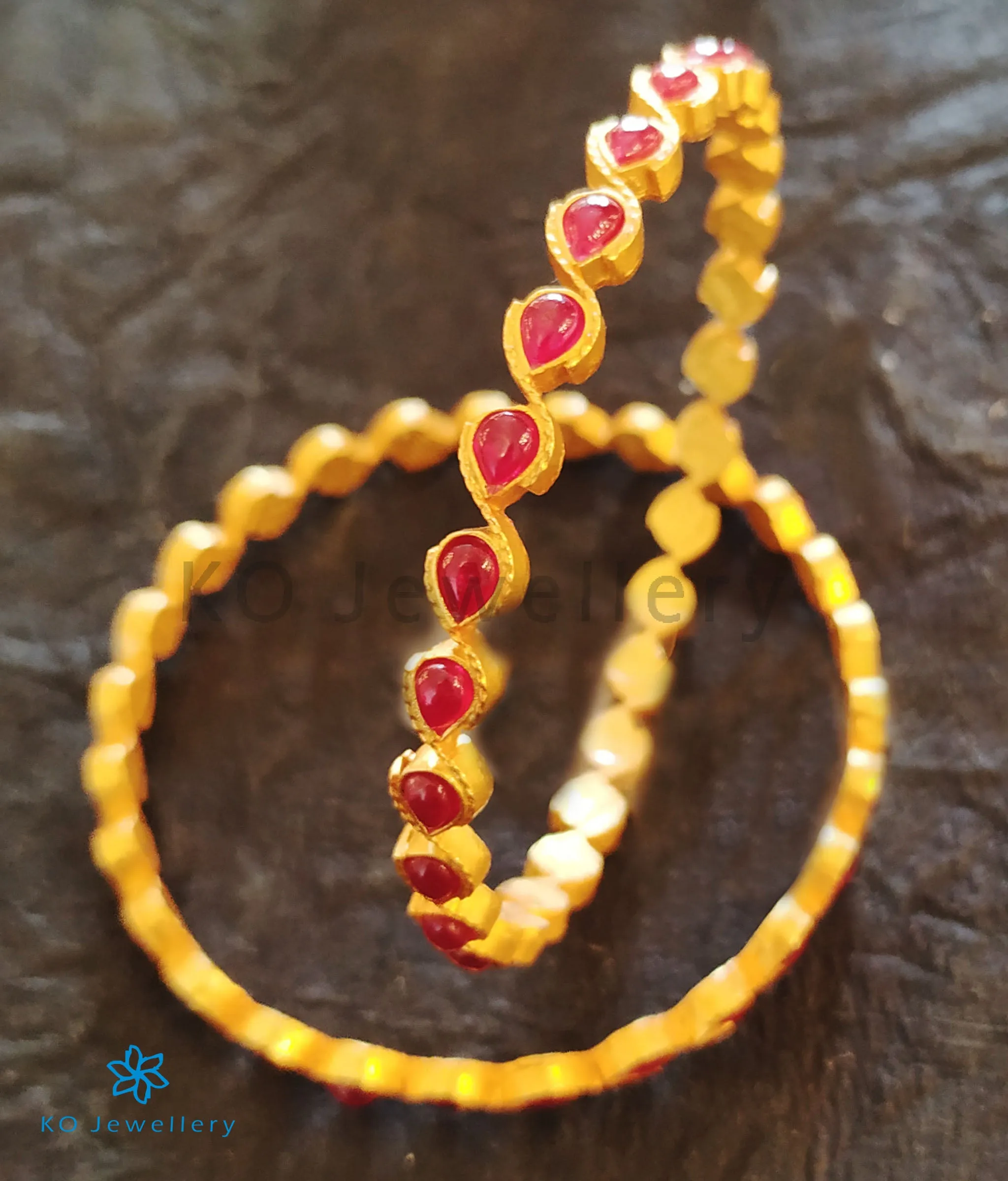 The Piyali Silver Kempu Bangle (Red/Size 2.2/2.4/2.6/2.8)