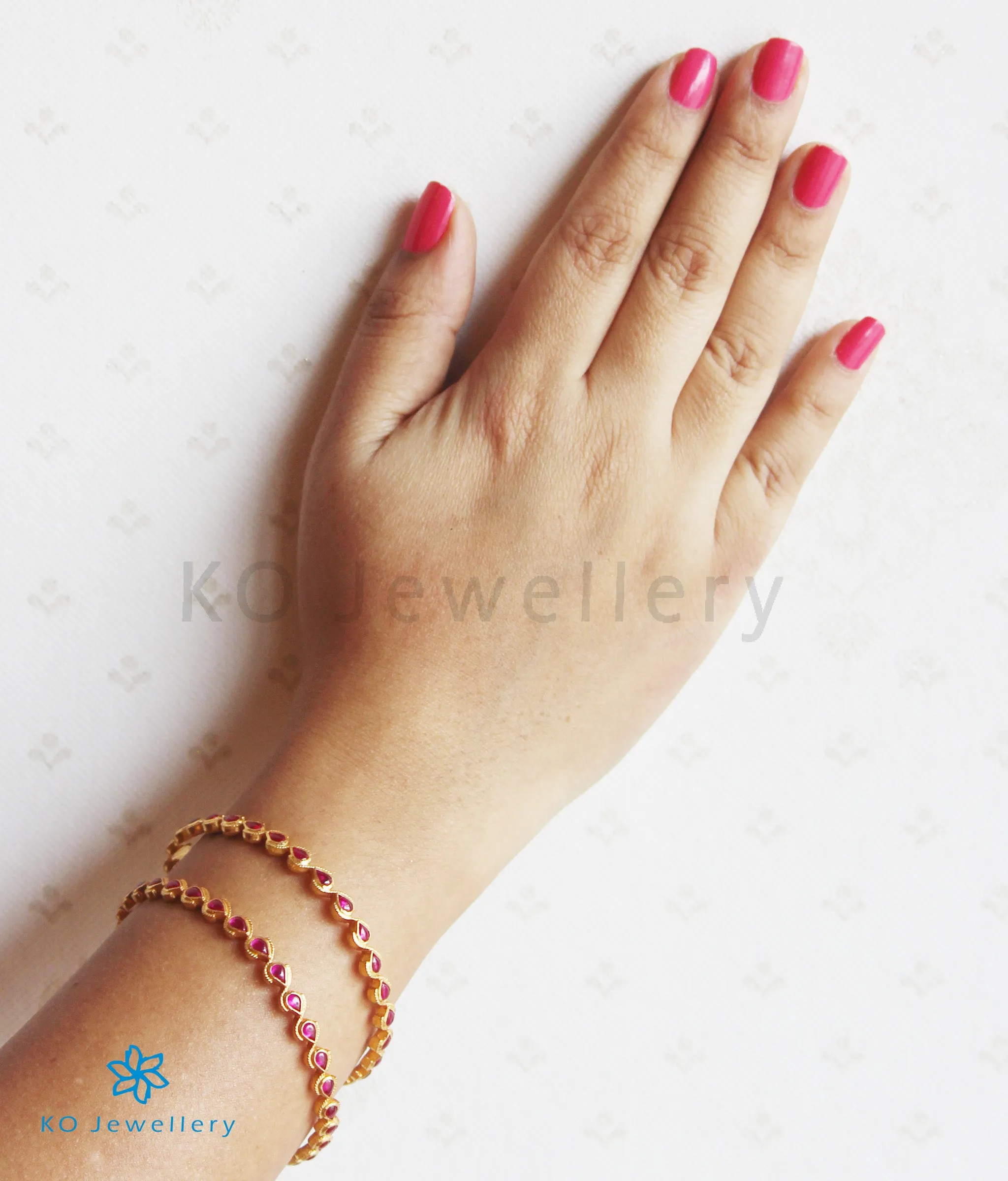 The Piyali Silver Kempu Bangle (Red/Size 2.2/2.4/2.6/2.8)