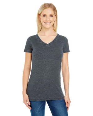 Threadfast Apparel Ladies Vintage Dye Short Sleeve V-Neck Tee | Vintage Charcoal
