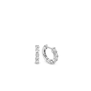 Ti Sento Milano Silver White Zirconia Huggies