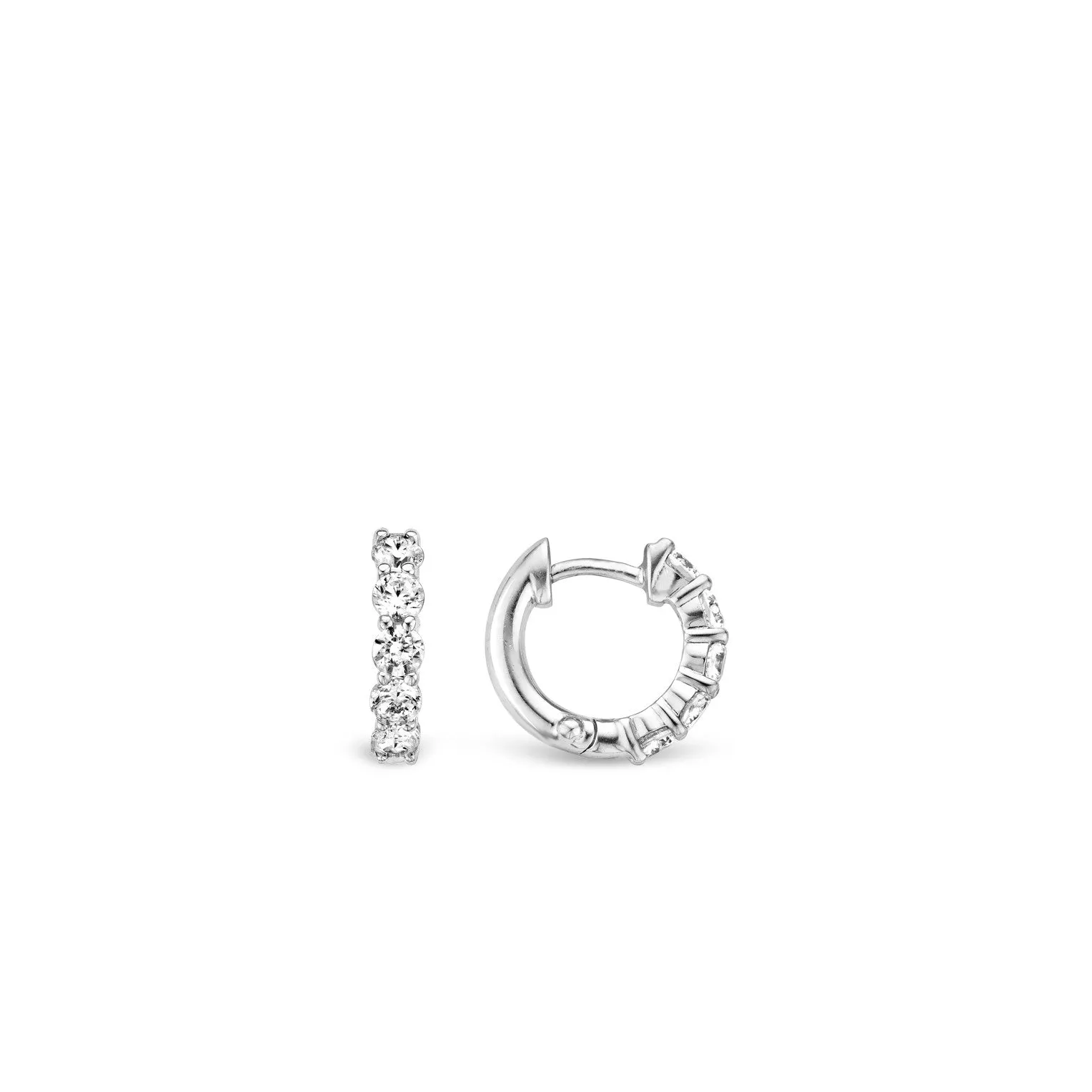 Ti Sento Milano Silver White Zirconia Huggies