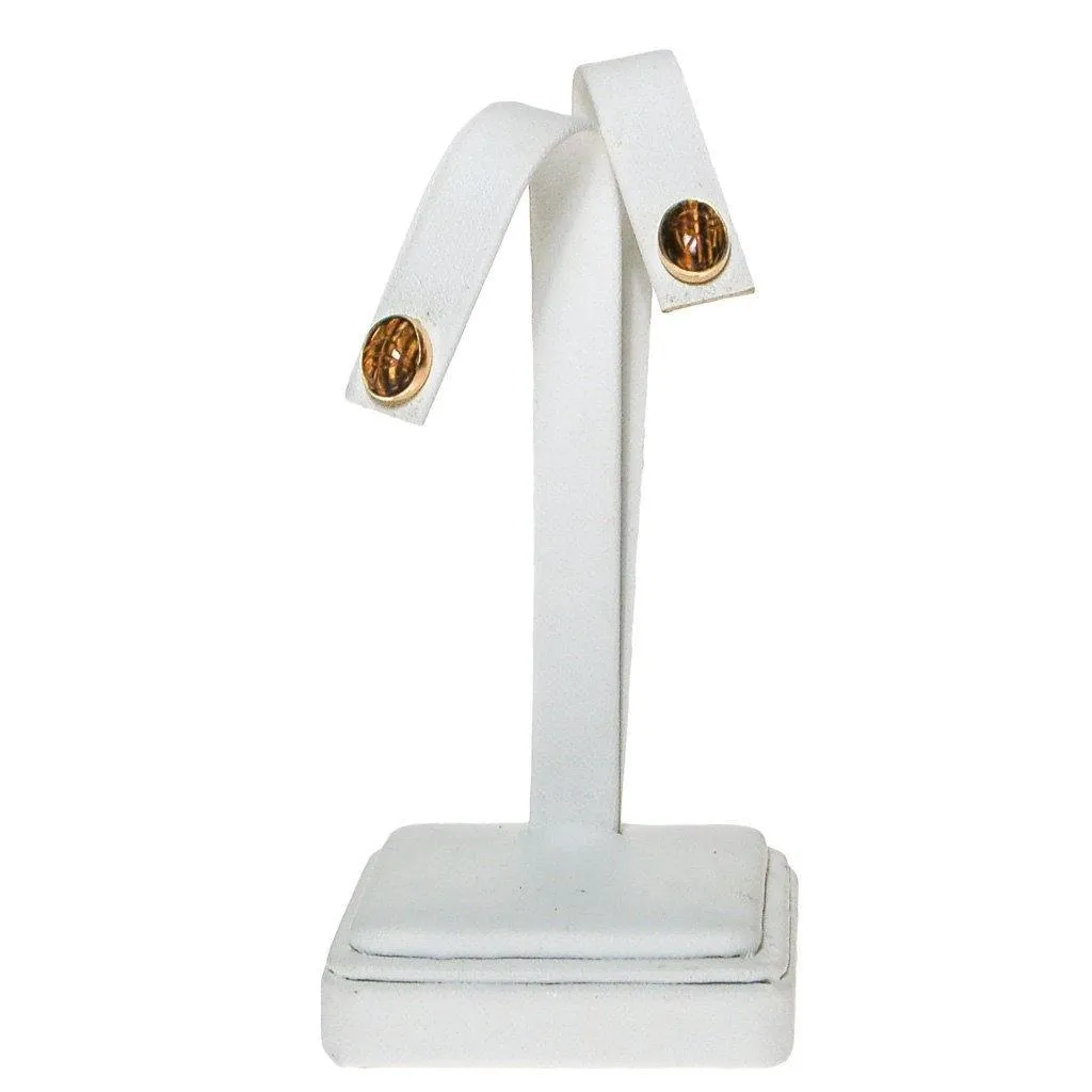 Tigers Eye Scarab Stud Earrings