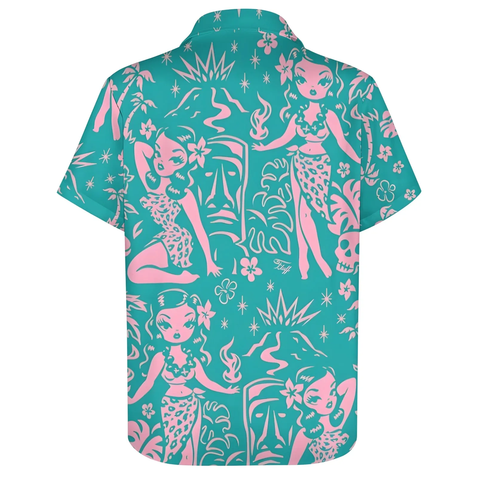 Tiki Art Print Casual Short Sleeve Shirt 2403000524