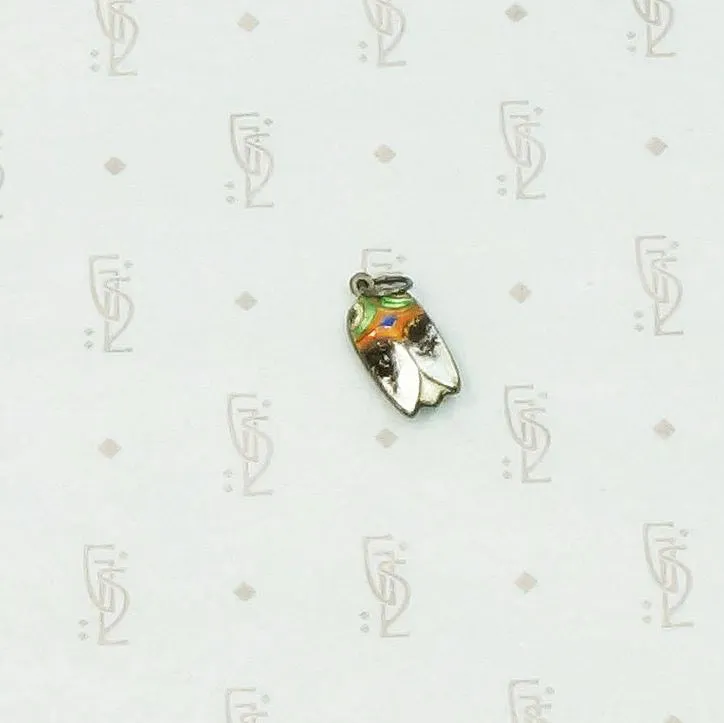 Tiny Enameled Silver Cicada Pendant