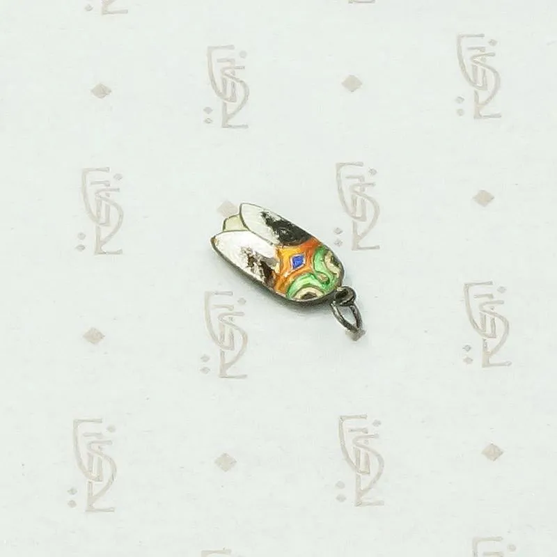 Tiny Enameled Silver Cicada Pendant
