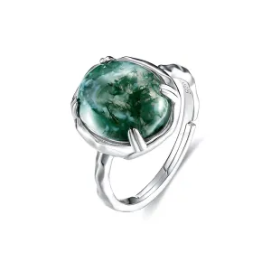 Trendolla Claw Prong Moss Agate Engagement Ring