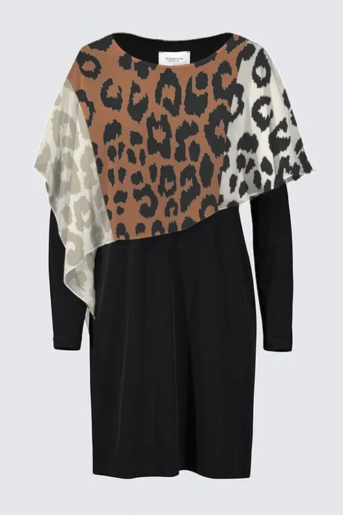 Tricolor Leopard Cape Dress