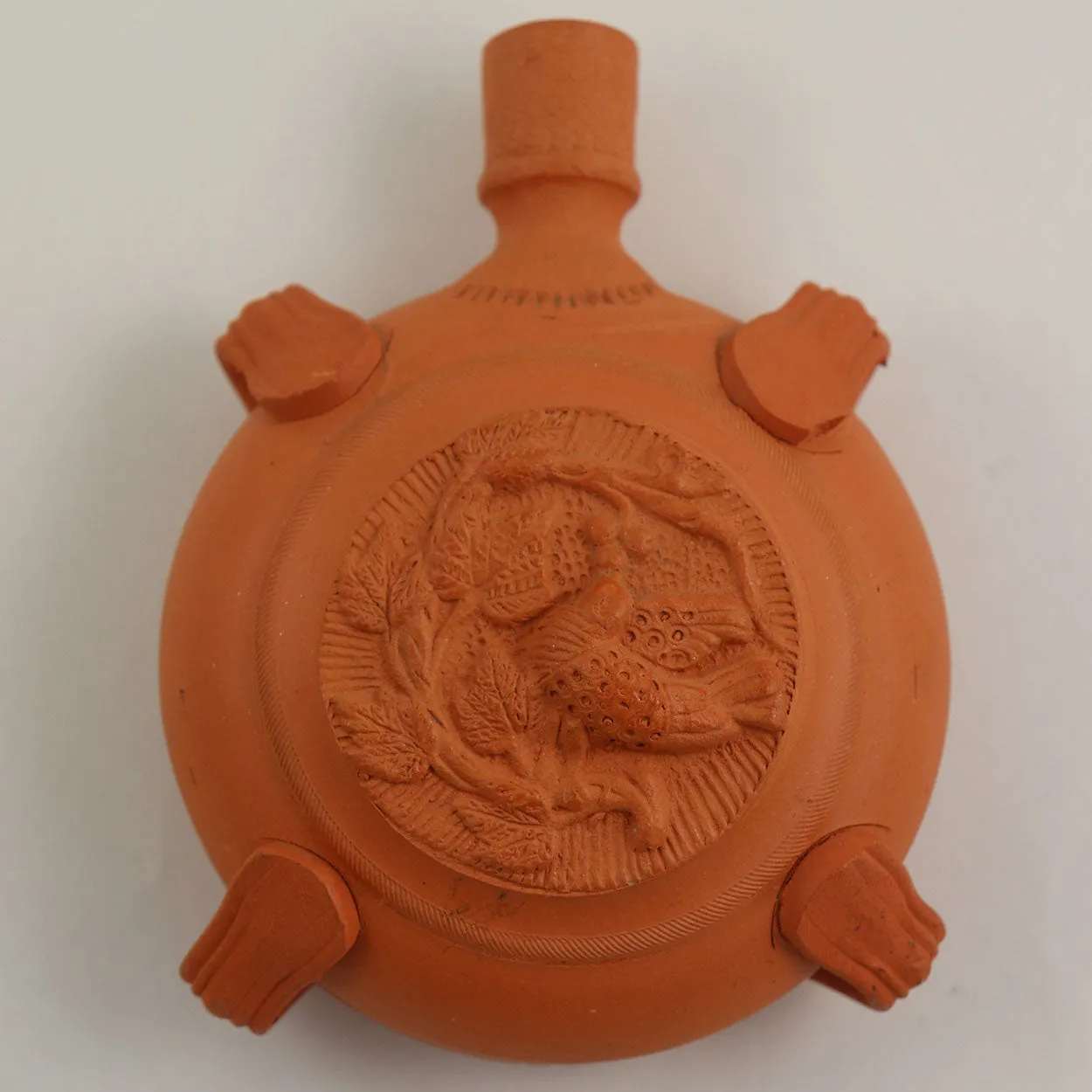 Two Vintage Italian Terracotta Pottery Souvenir Canteens / Pilgrim Flasks