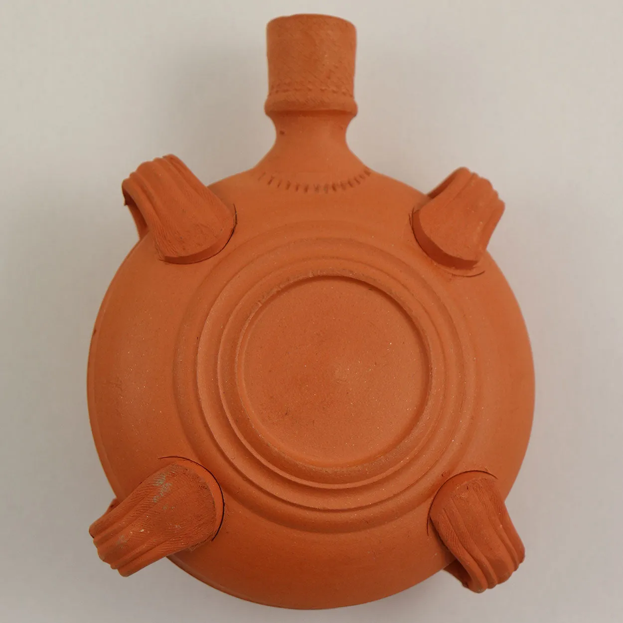 Two Vintage Italian Terracotta Pottery Souvenir Canteens / Pilgrim Flasks