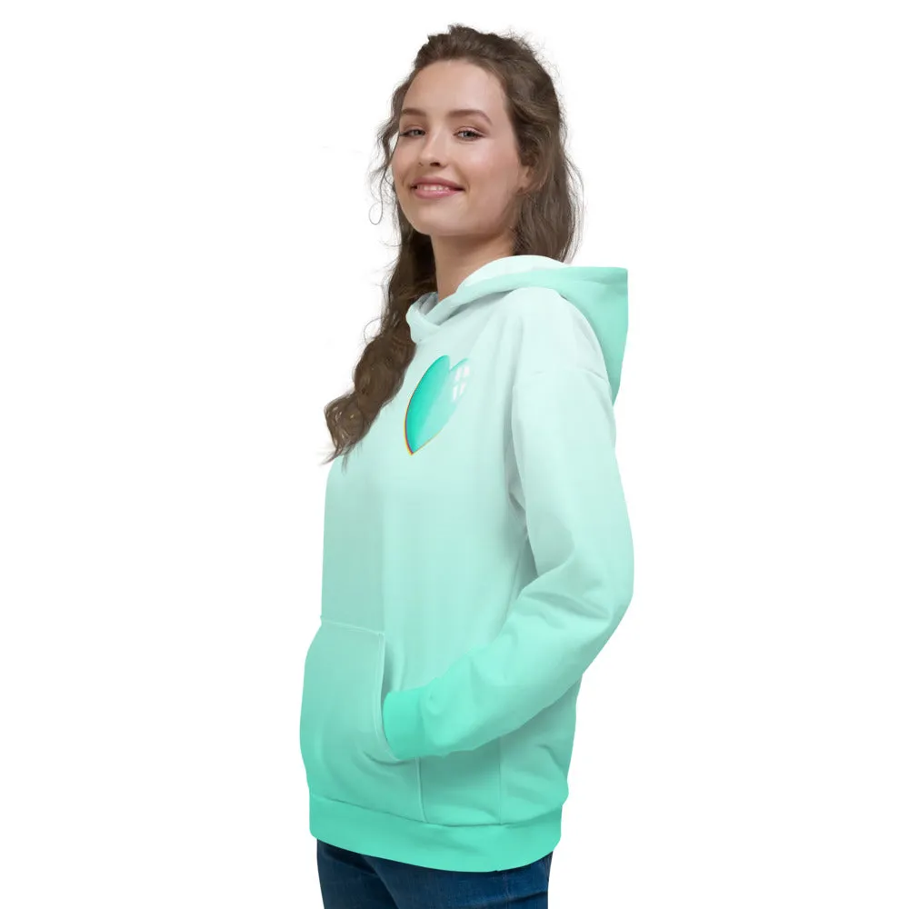 Unisex Hoodie, Mint Vaporwave Heart