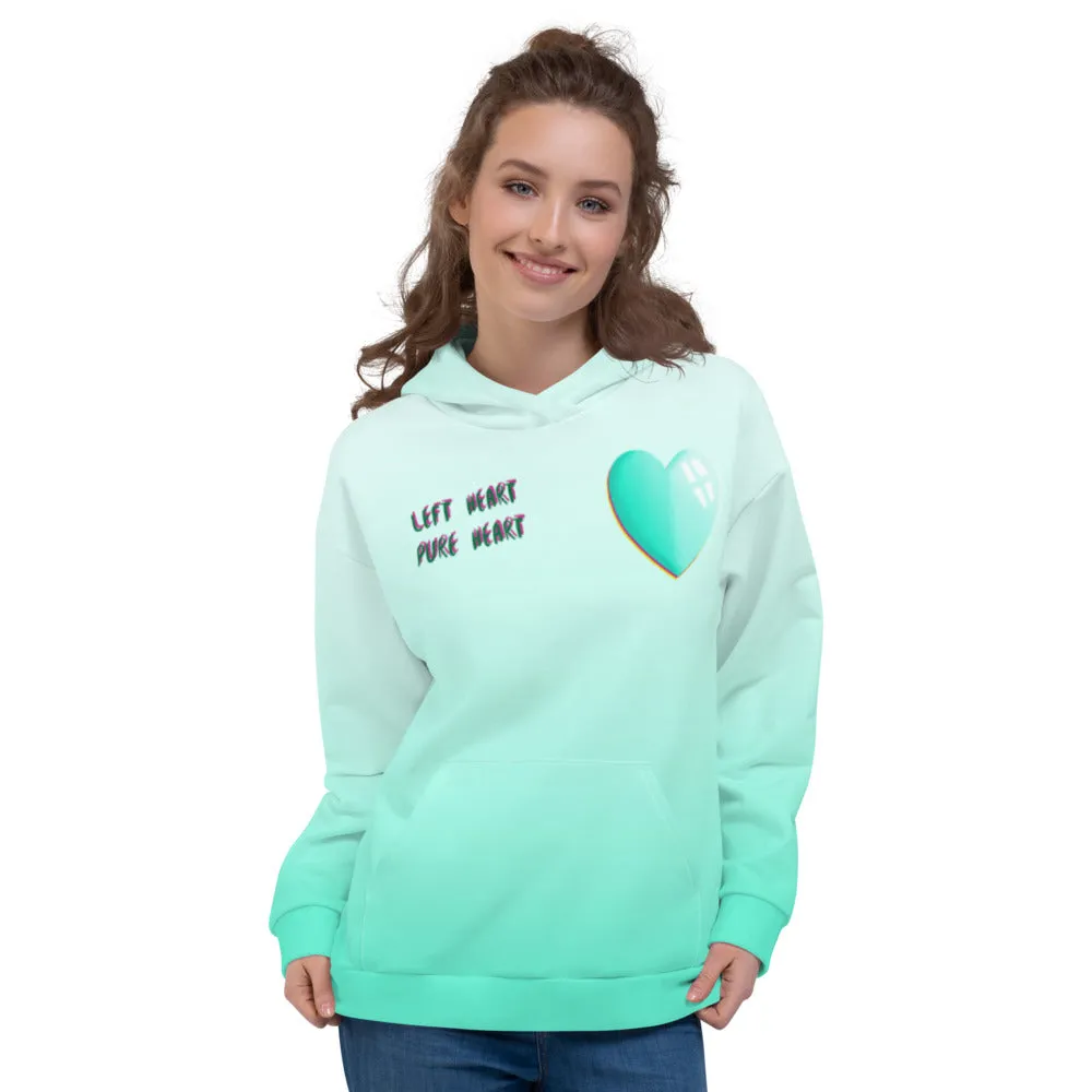 Unisex Hoodie, Mint Vaporwave Heart