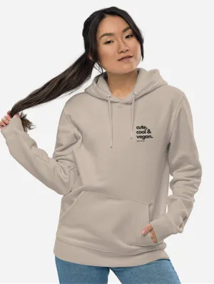 Unisex Organic Cotton "Cute, Cool & Vegan" Hoodie | Multiple Colours