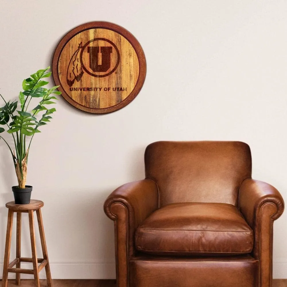 Utah Utes: Branded "Faux" Barrel Top Sign