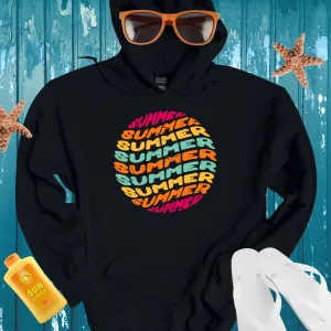 Vibrant Summer Vintage Style Hoodie Black Background