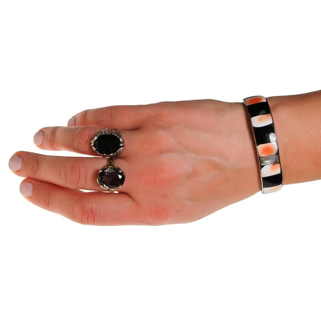 Victorian Gothic Black Glass Signet Ring