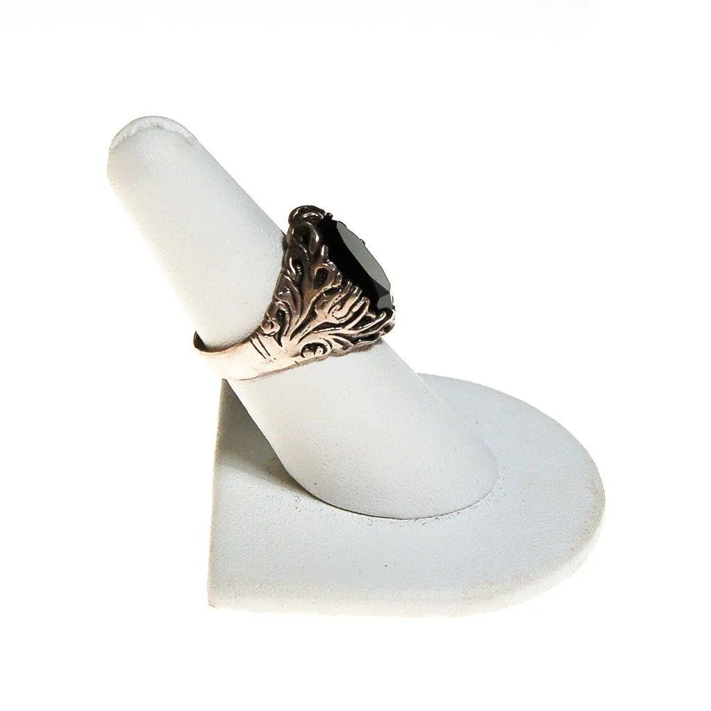 Victorian Gothic Black Glass Signet Ring