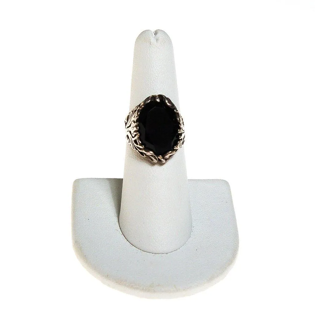Victorian Gothic Black Glass Signet Ring