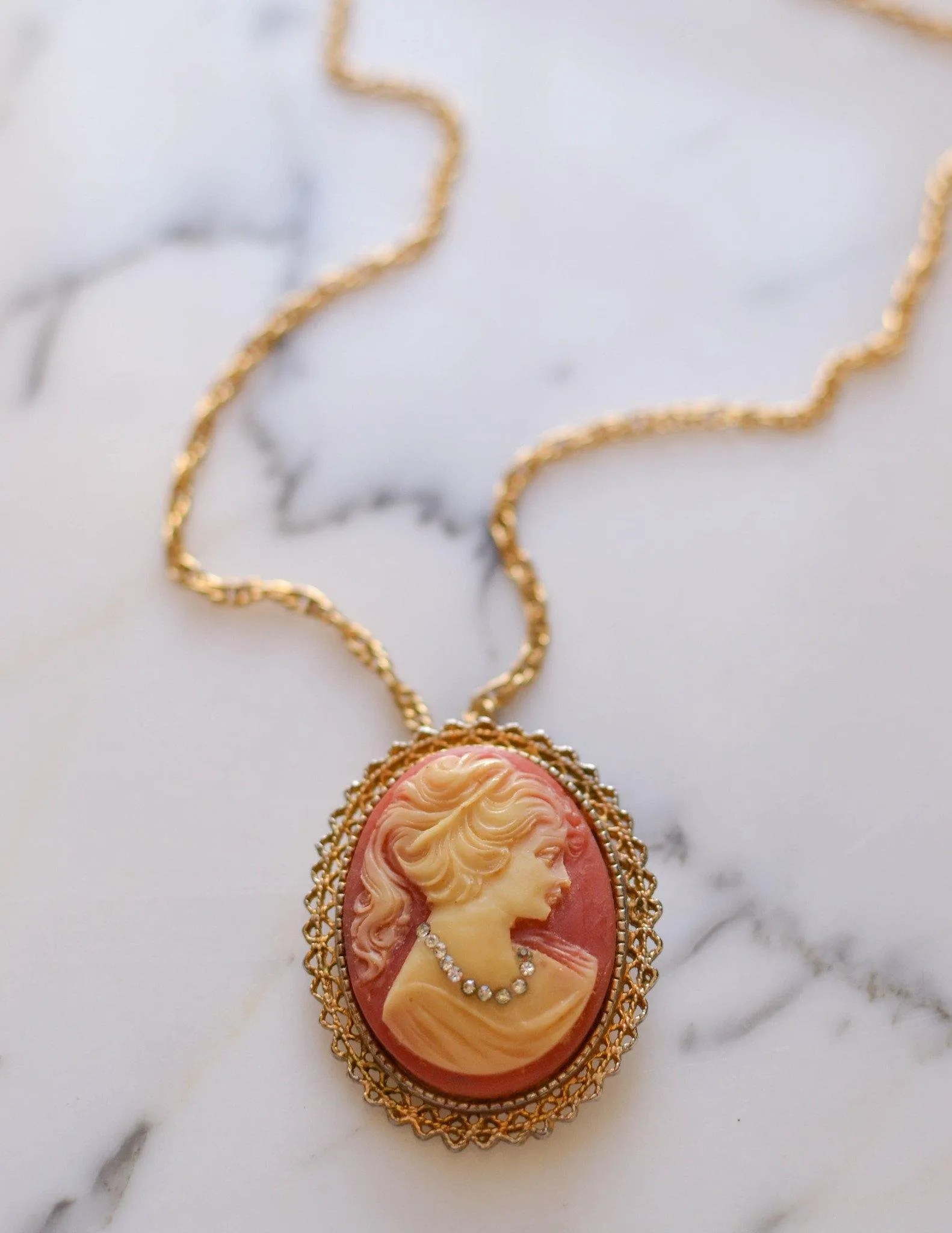 Victorian Revival Cameo Pendant Necklace