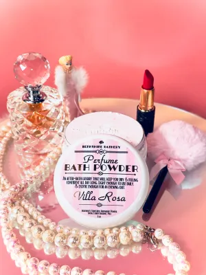VILLA ROSA | Vintage Style Perfumed Body Powder   Pink Puff Applicator - 8 oz