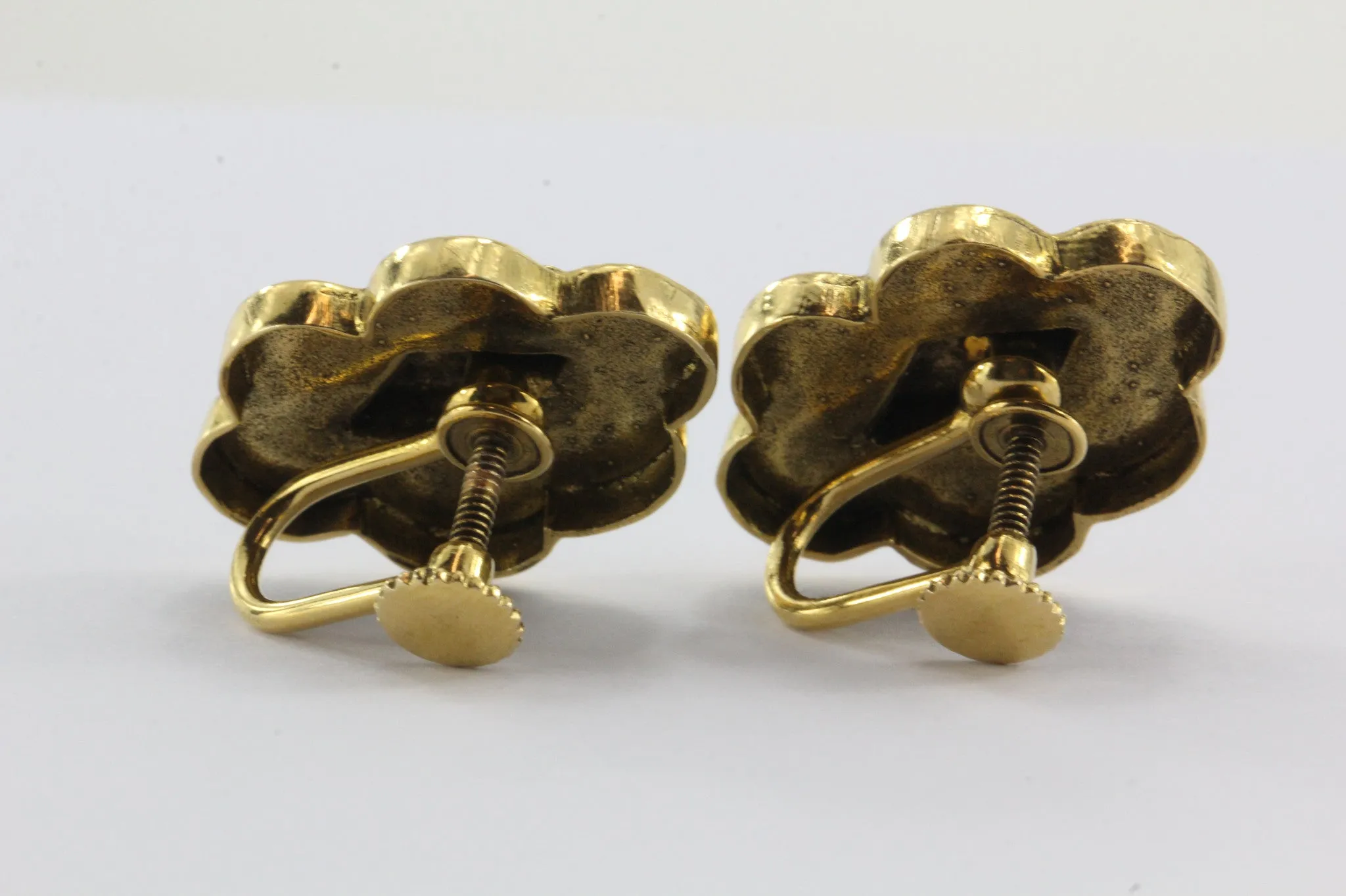 Vintage 14k Gold & Opal Victorian Revival Screw Back Earrings