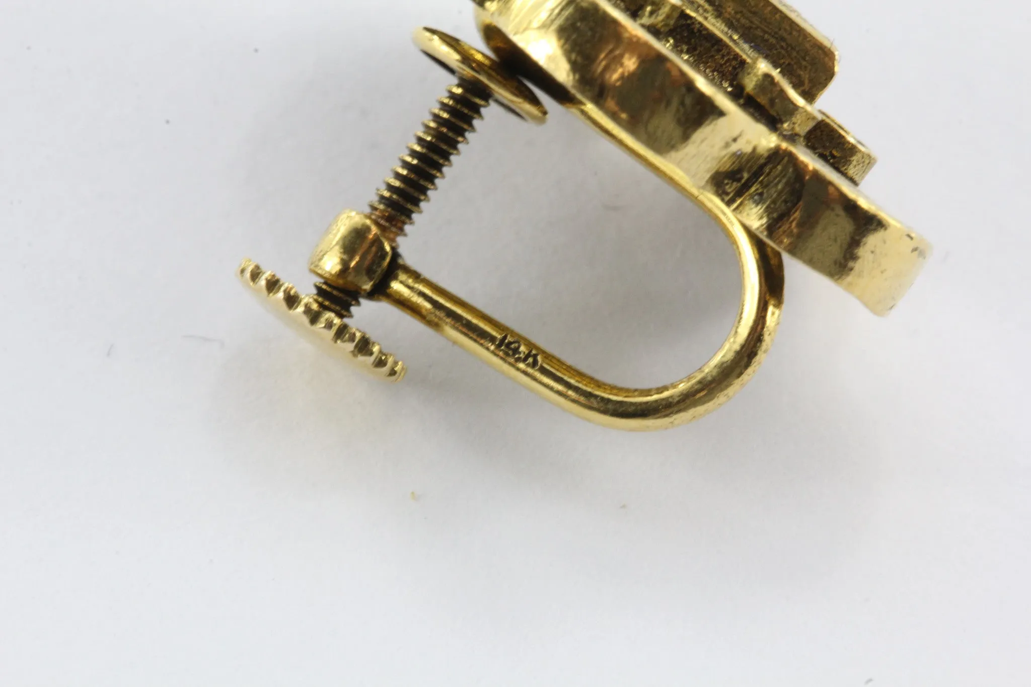 Vintage 14k Gold & Opal Victorian Revival Screw Back Earrings