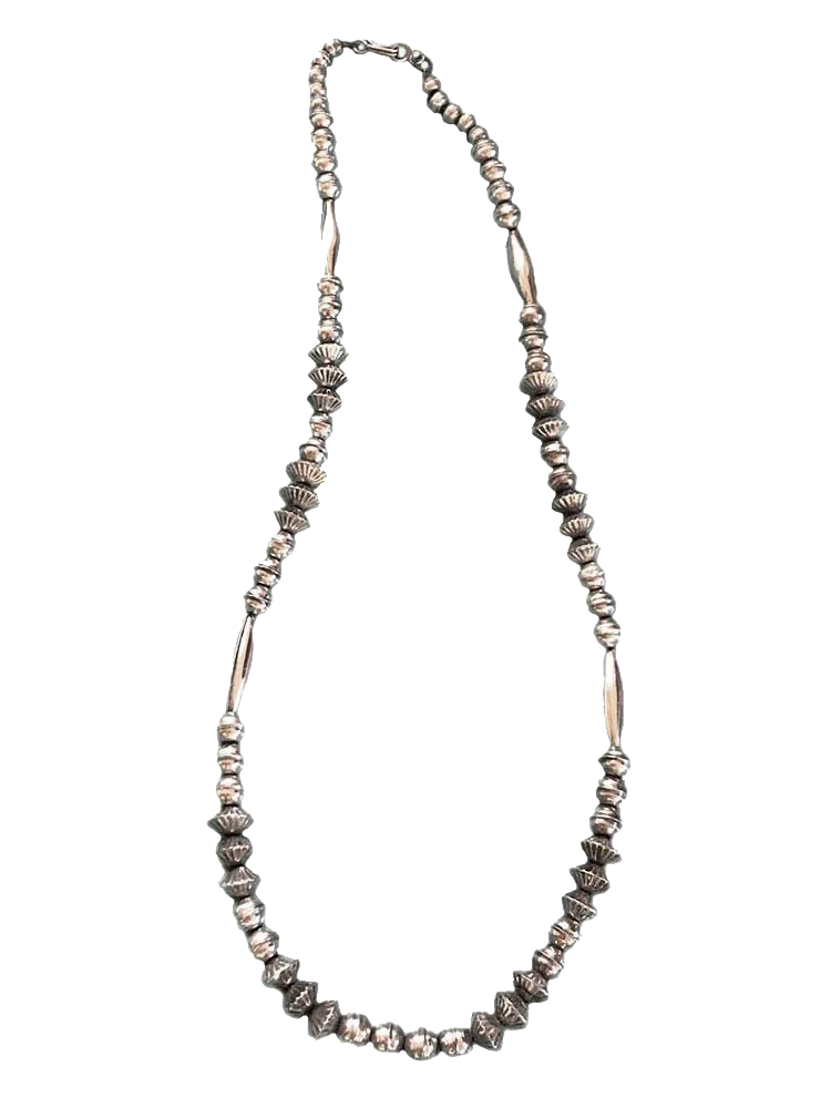 Vintage 28" Variety of Bead Shapes Navajo Pearl Necklace