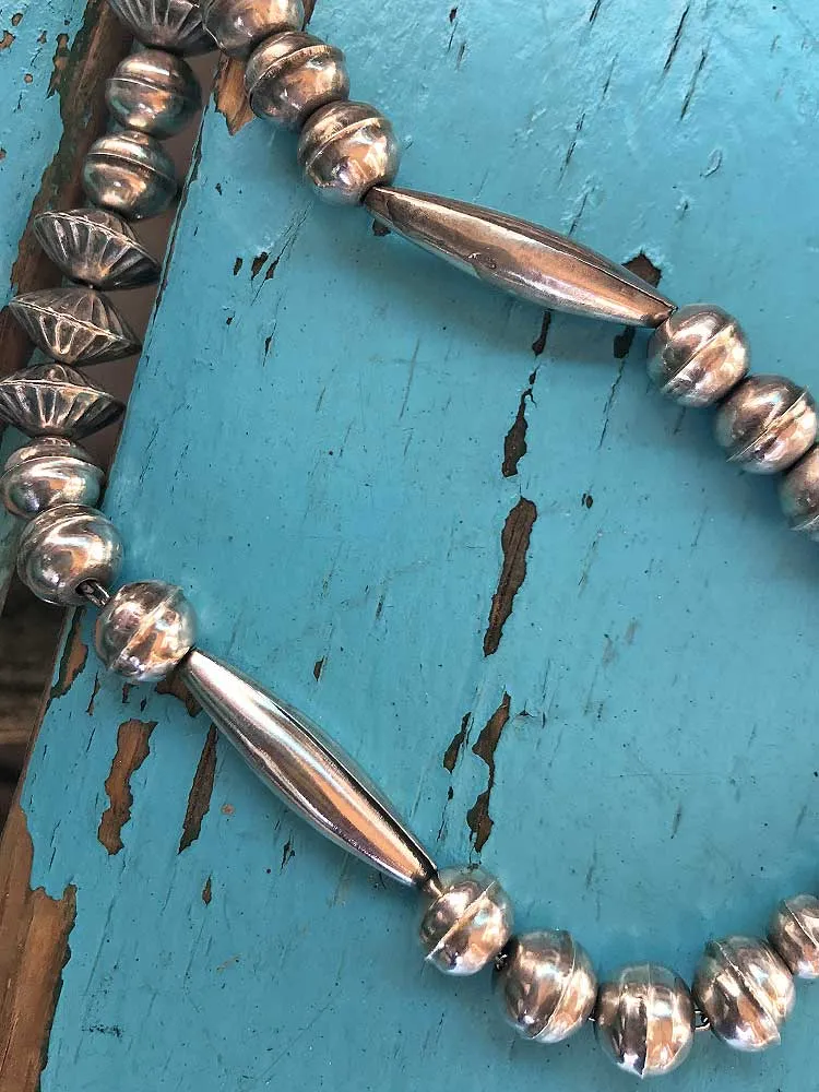 Vintage 28" Variety of Bead Shapes Navajo Pearl Necklace