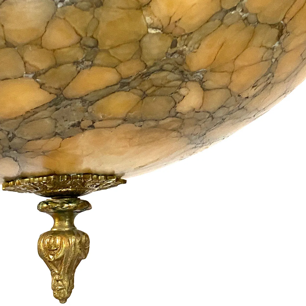 Vintage Argentine Gilt Brass and Alabaster Eight-Light Chandelier