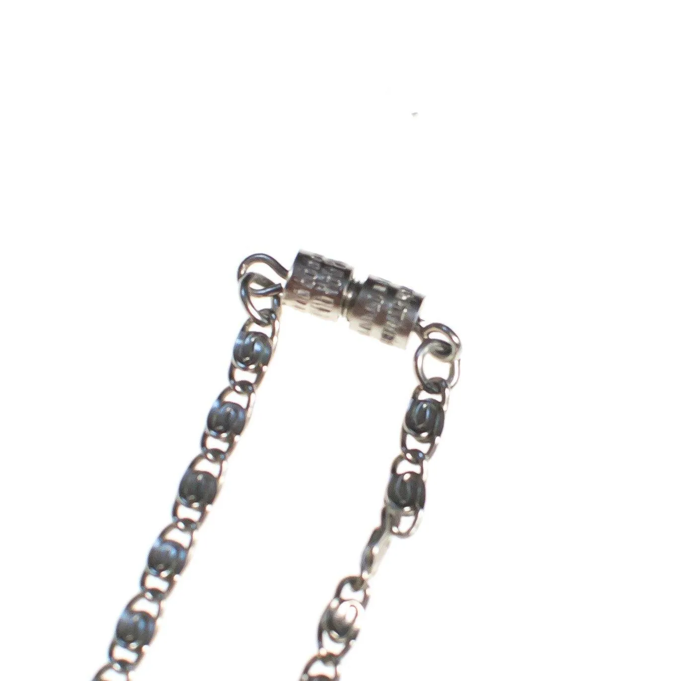 Vintage Edwardian Revival Mother of Pearl Pendant Silver Necklace, Long Pendant Necklace