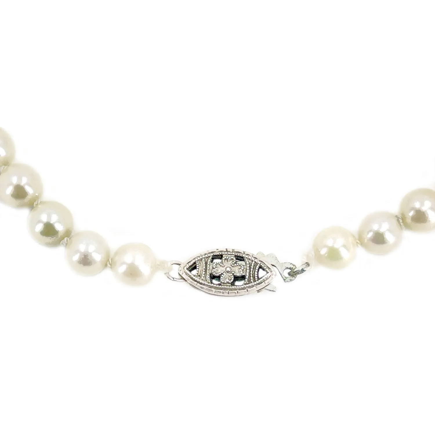 Vintage Japanese Floral Saltwater Akoya Cultured Pearl Bracelet- Sterling Silver