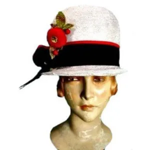 Vintage Ladies Hat White Straw Bubble Hat Norman Durand 1950S