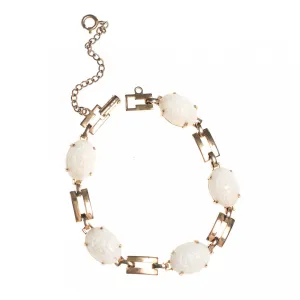 Vintage Mid Century Modern White Lucite Scarab Bracelet
