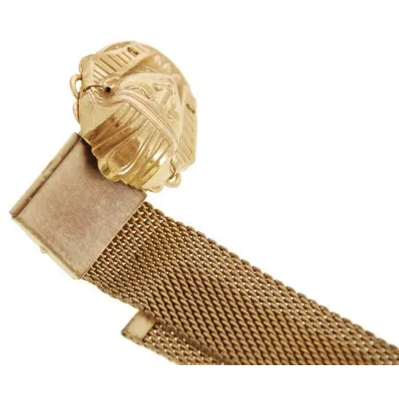 Vintage Miriam Haskell Egyptian Revival Pharoah Head Slide Bracelet Russian Gold