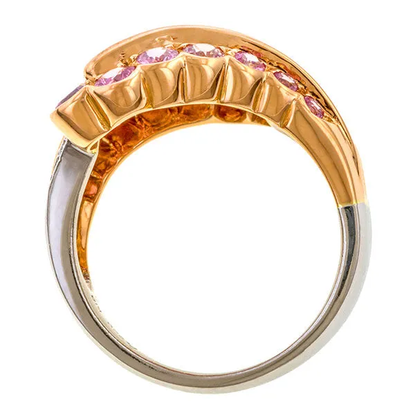 Vintage Pink Sapphire & Diamond Ring