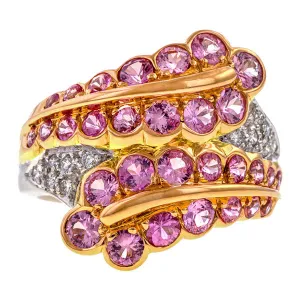 Vintage Pink Sapphire & Diamond Ring