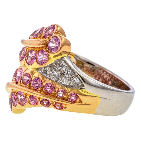 Vintage Pink Sapphire & Diamond Ring