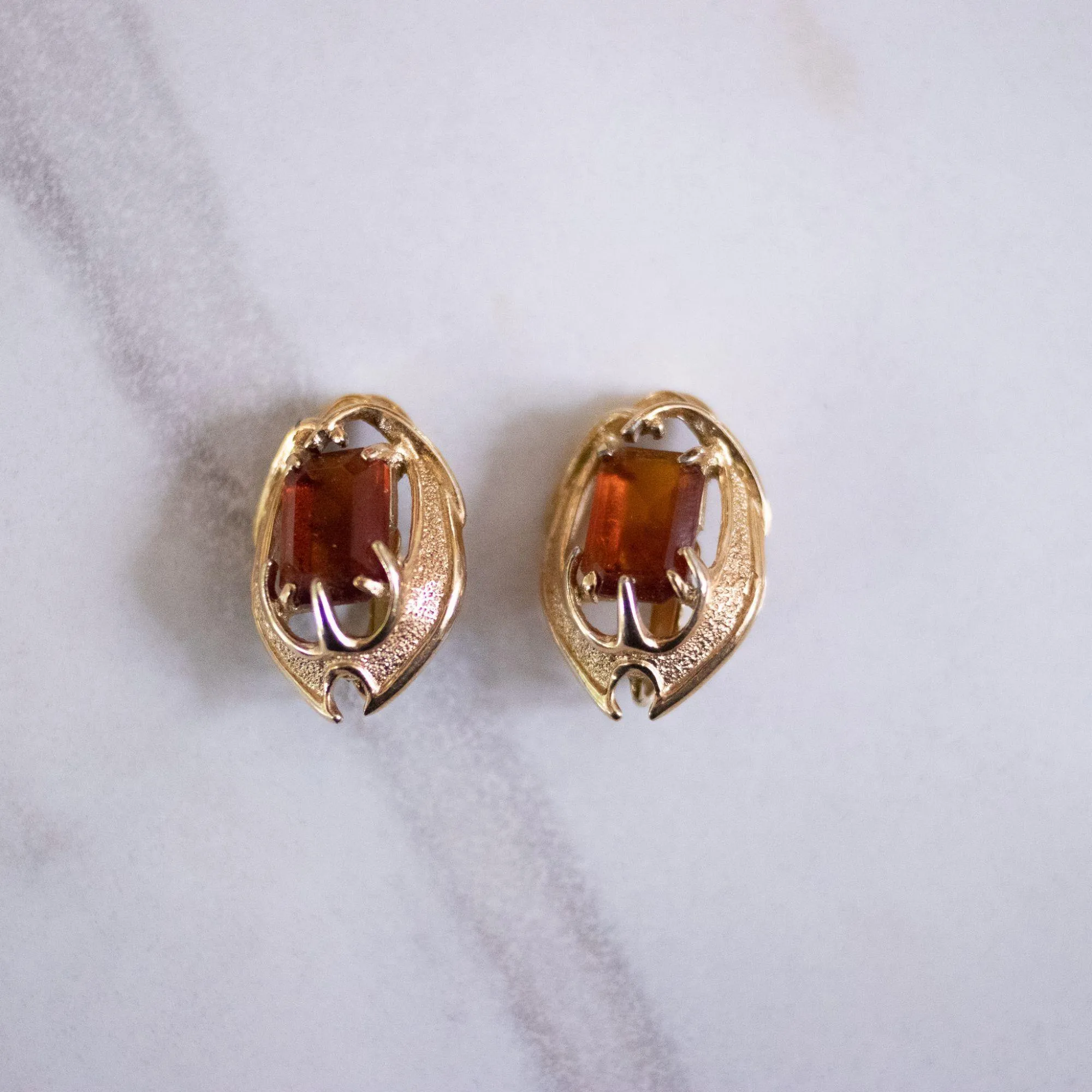 Vintage Sarah Coventry Amber Rhinestone Statement Earrings