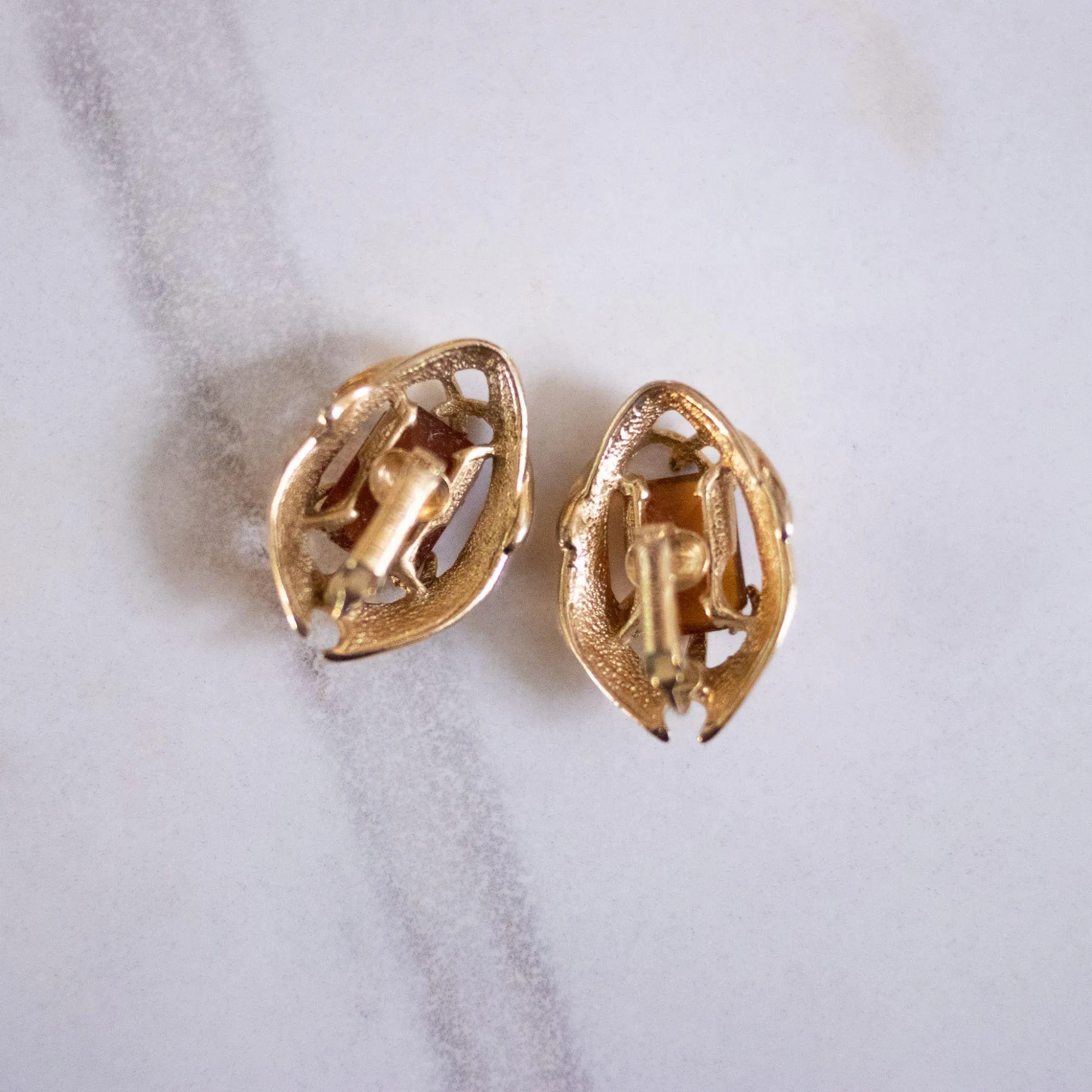 Vintage Sarah Coventry Amber Rhinestone Statement Earrings