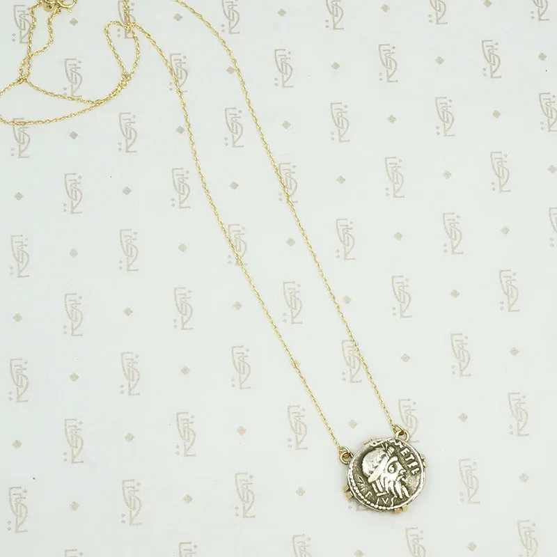 Vintage Silver Coin Pendant in Gold