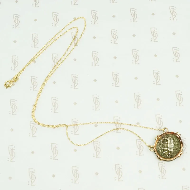 Vintage Silver Coin Pendant in Gold